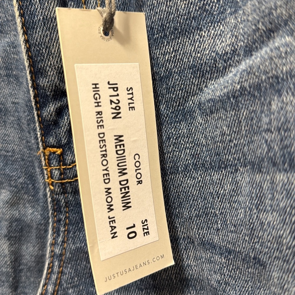 NWT Just USA Distressed Jeans High Rise Mom Jean 100 Cotton - Picture 2 of 12